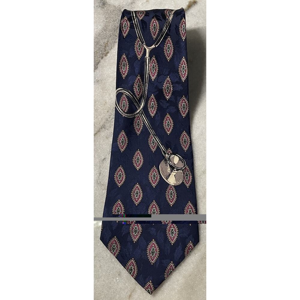 Vintage Nicole Miller Novelty Necktie Tie 100% Silk Stethoscope Paisley 1994